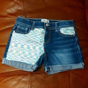 Sequin jean shorts